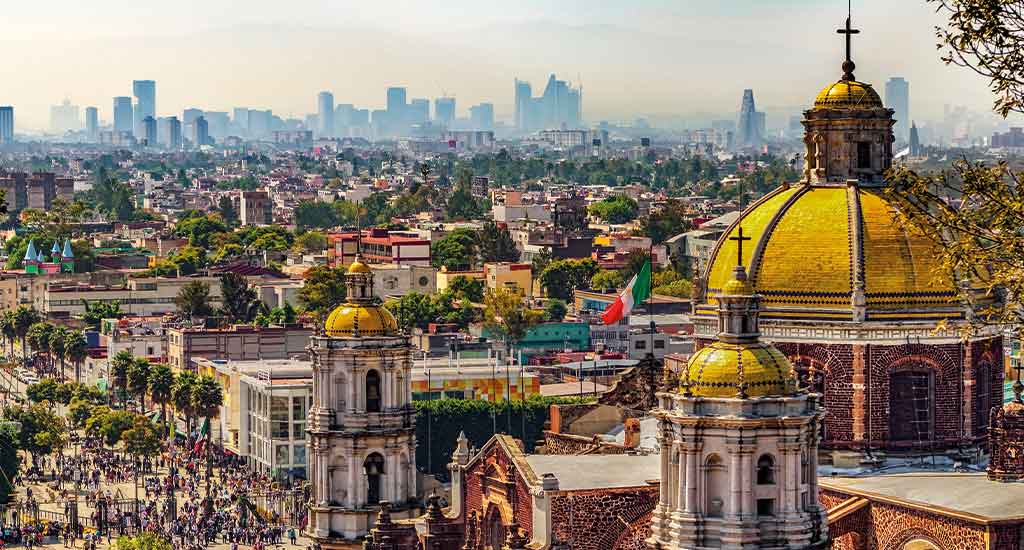 View of Mexico Citys rooftoops and skyline