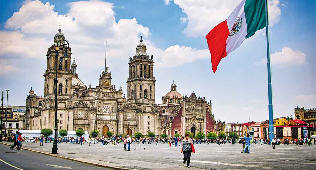 Zocalo and Cathedral in Mexico City Mexico