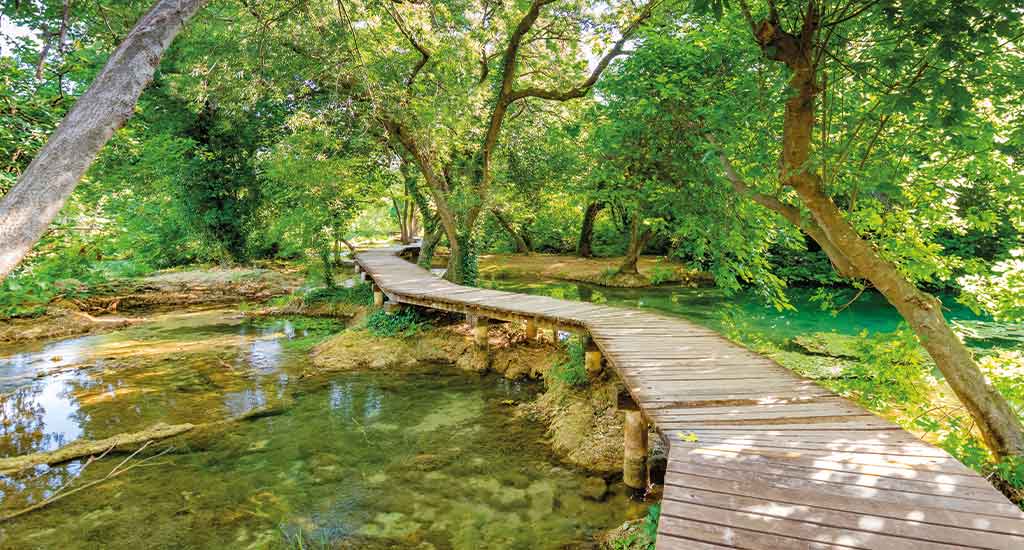 Pathway in Krka waterfalls