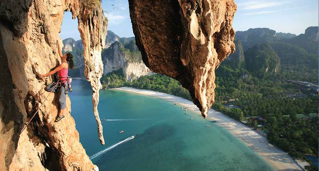 Rock climbing at Railay Beach, Krabi