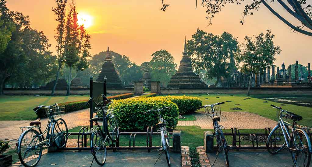 Parked bikes in Sukhothai