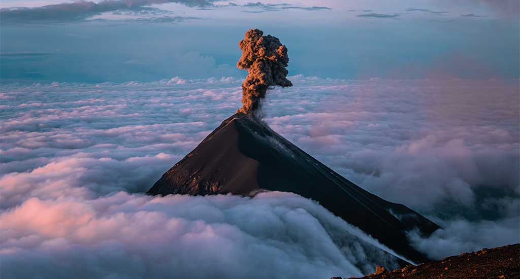 Volcan de Fuego with smoke