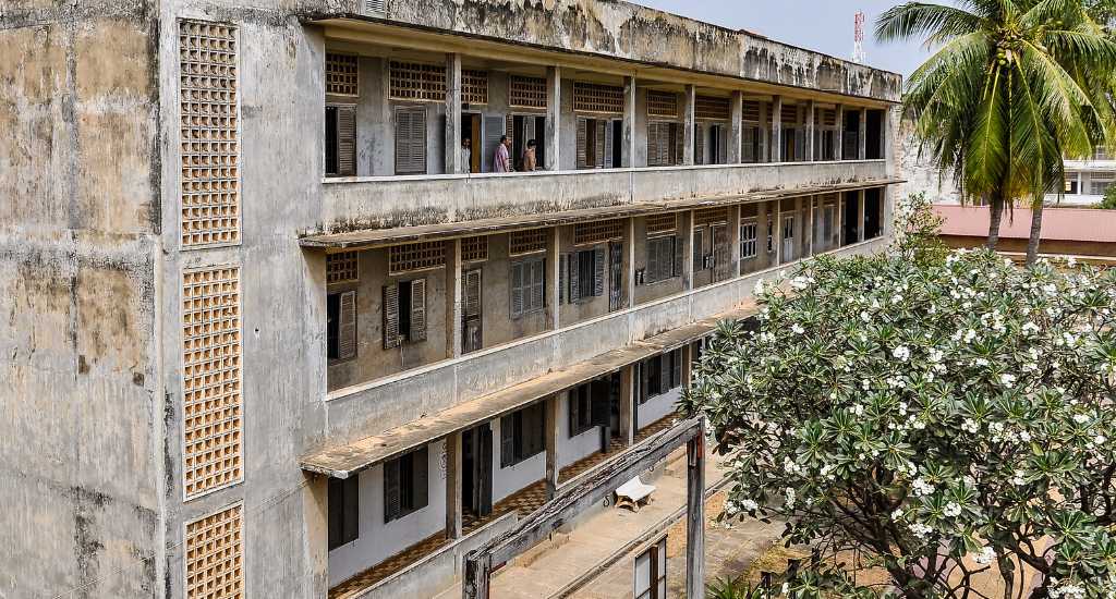 Outside Tuol Sleng Genocide Museum Phnom Penh
