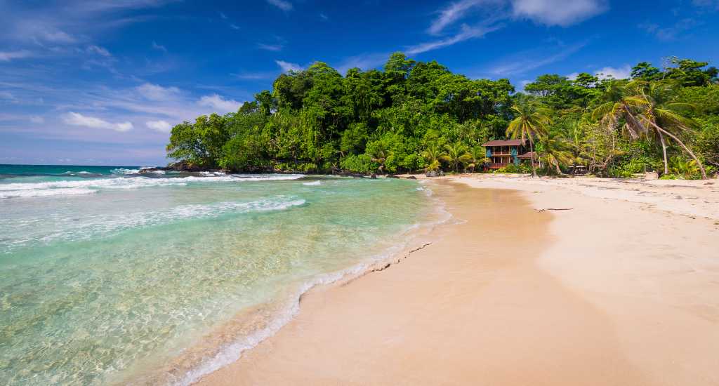 Red frog beach in Isla Basimentos of Bocas del Toro